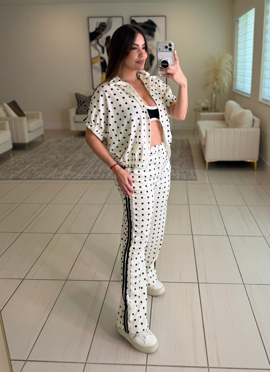 Italian Dots White Pants Set
