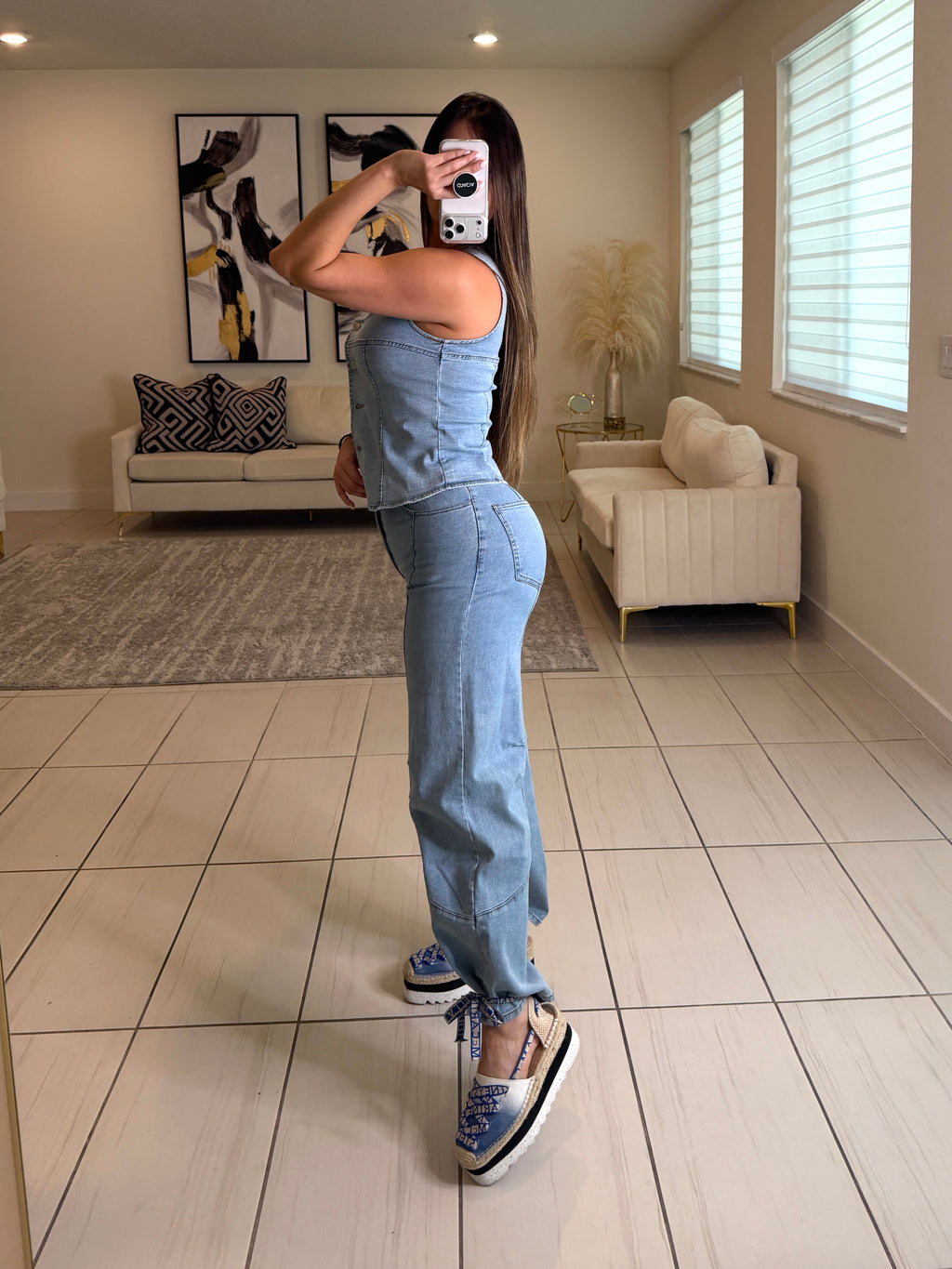 Elevated Essential Light Denim Pant Set