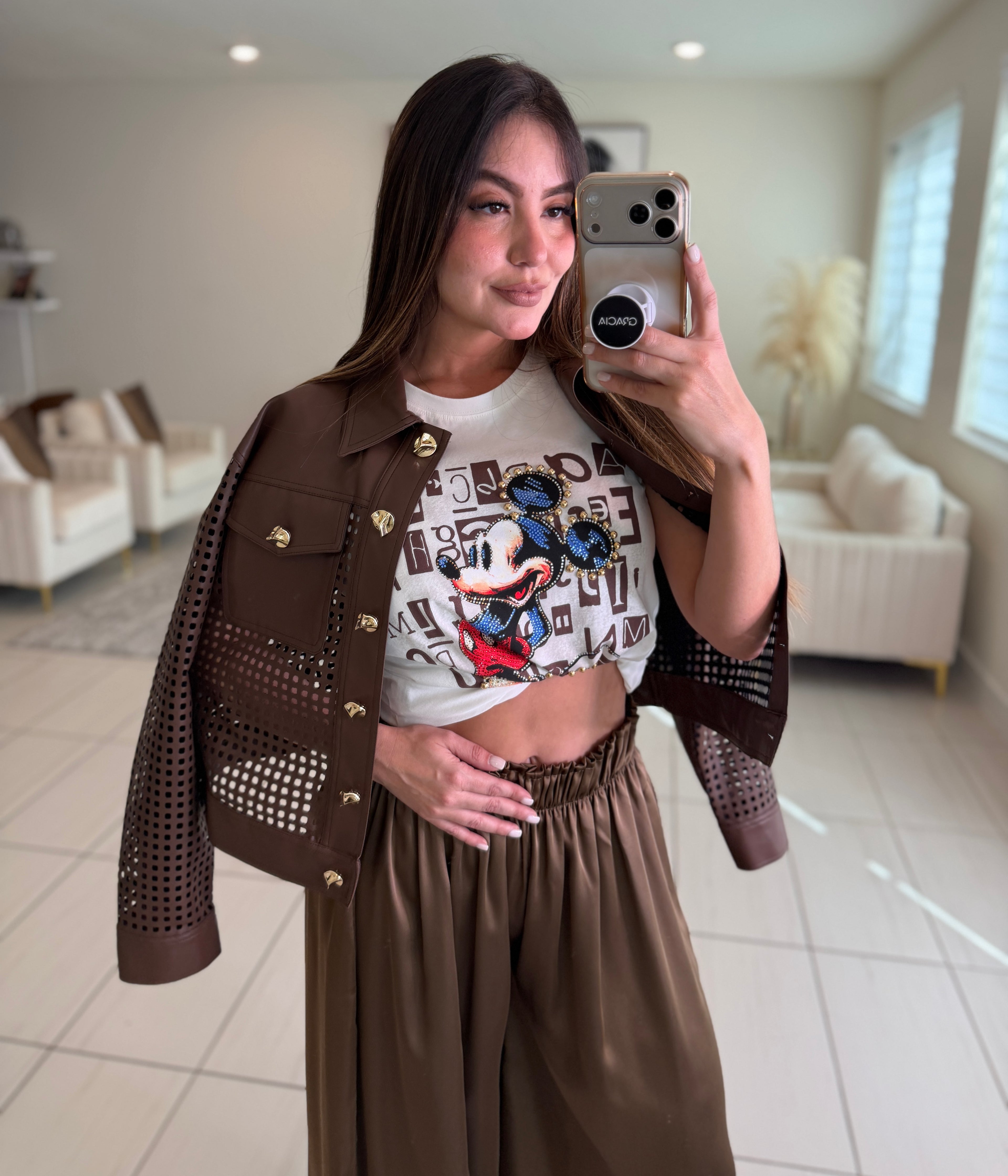 Luxe Faux Leather Brown Jacket