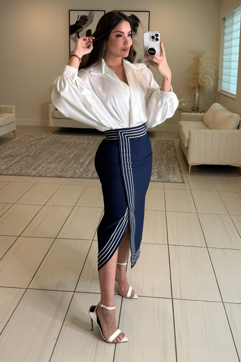 Adorable Affair Navy Blue Skirt Set