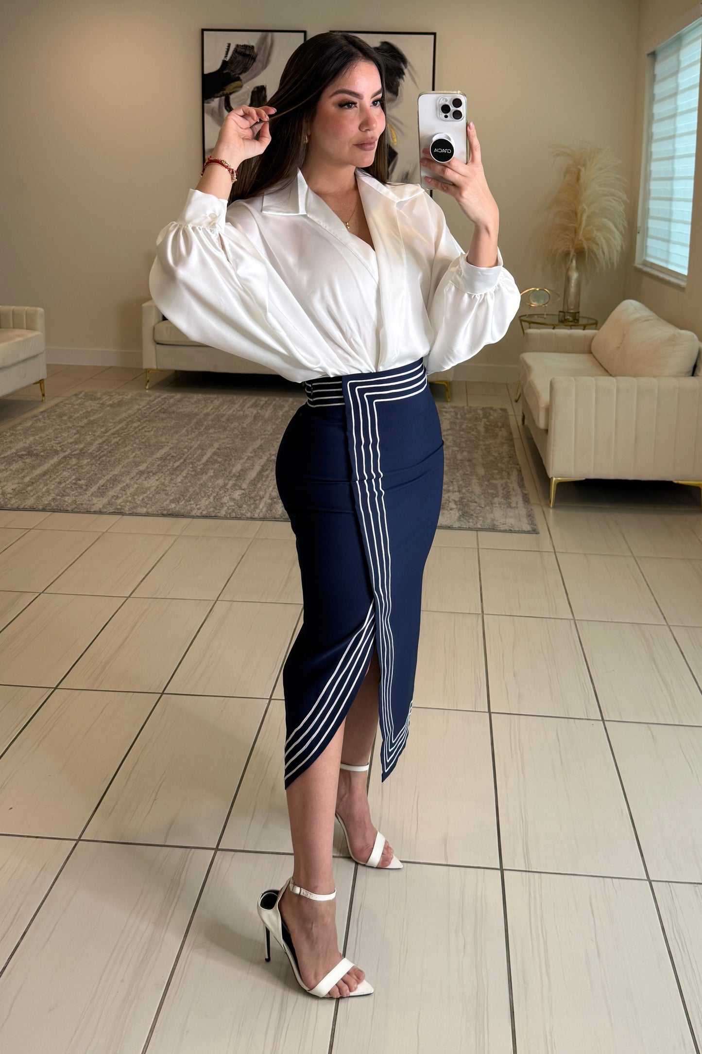 Adorable Affair Navy Blue Skirt Set