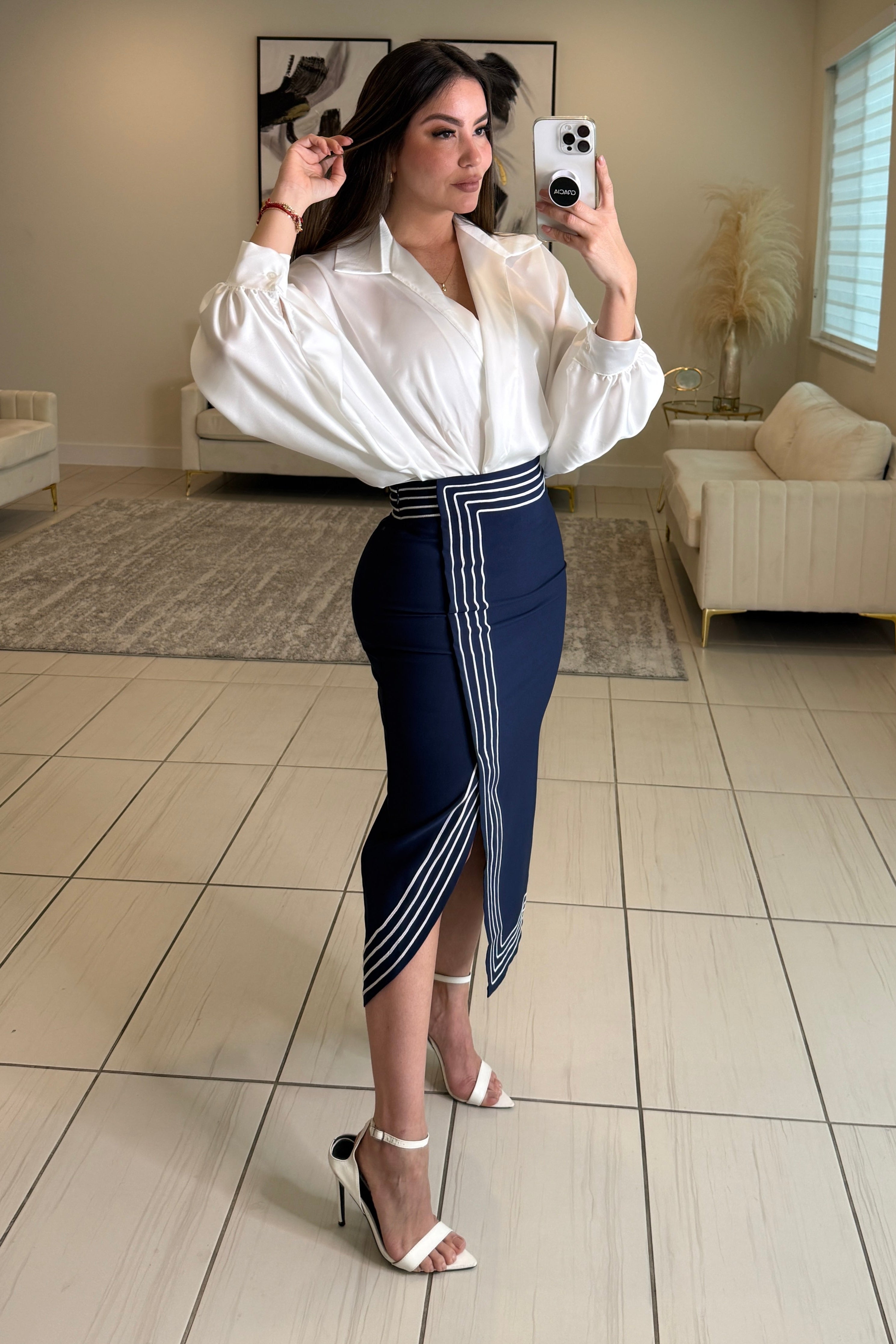 Adorable Affair Navy Blue Skirt Set