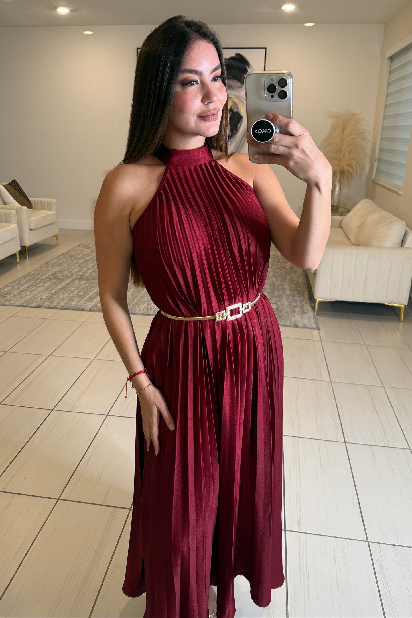 Radiant Red Wine Midi Dress