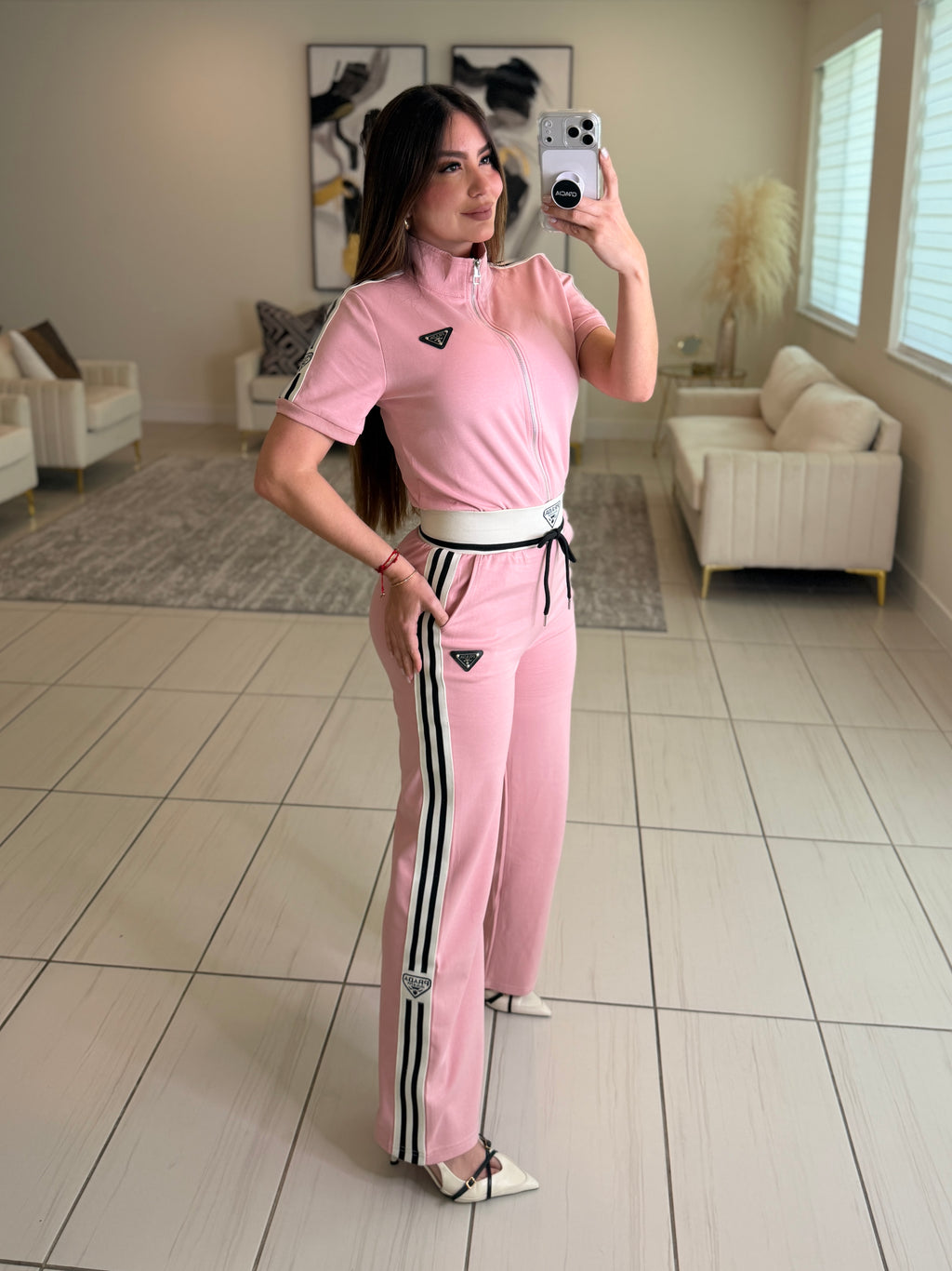 Iconic Structure Pink Pant Set