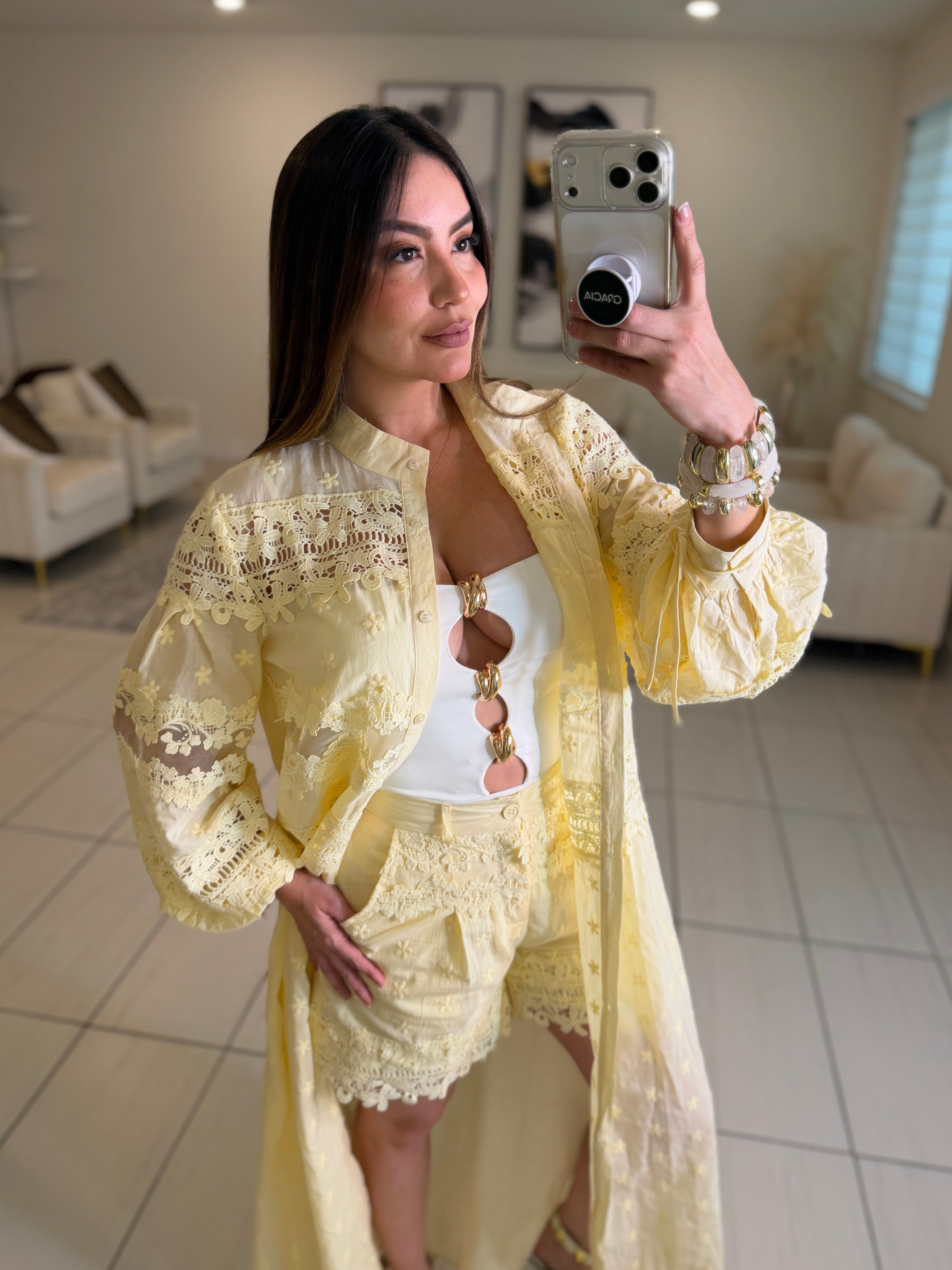 Soleil Yellow Shorts Set