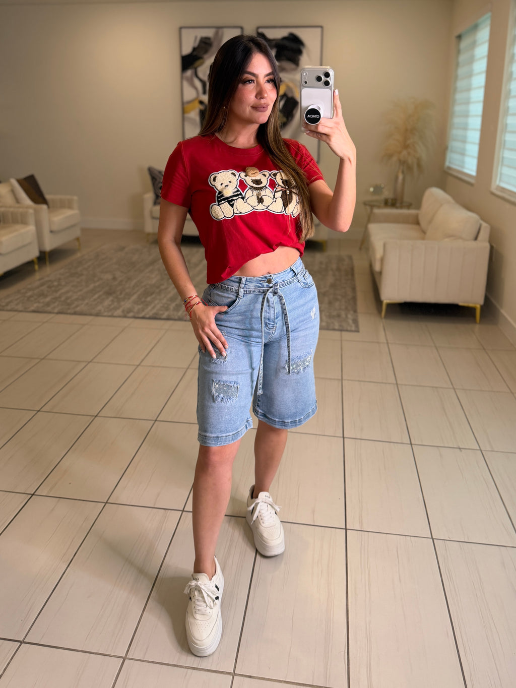 Crystal Blue Denim Shorts