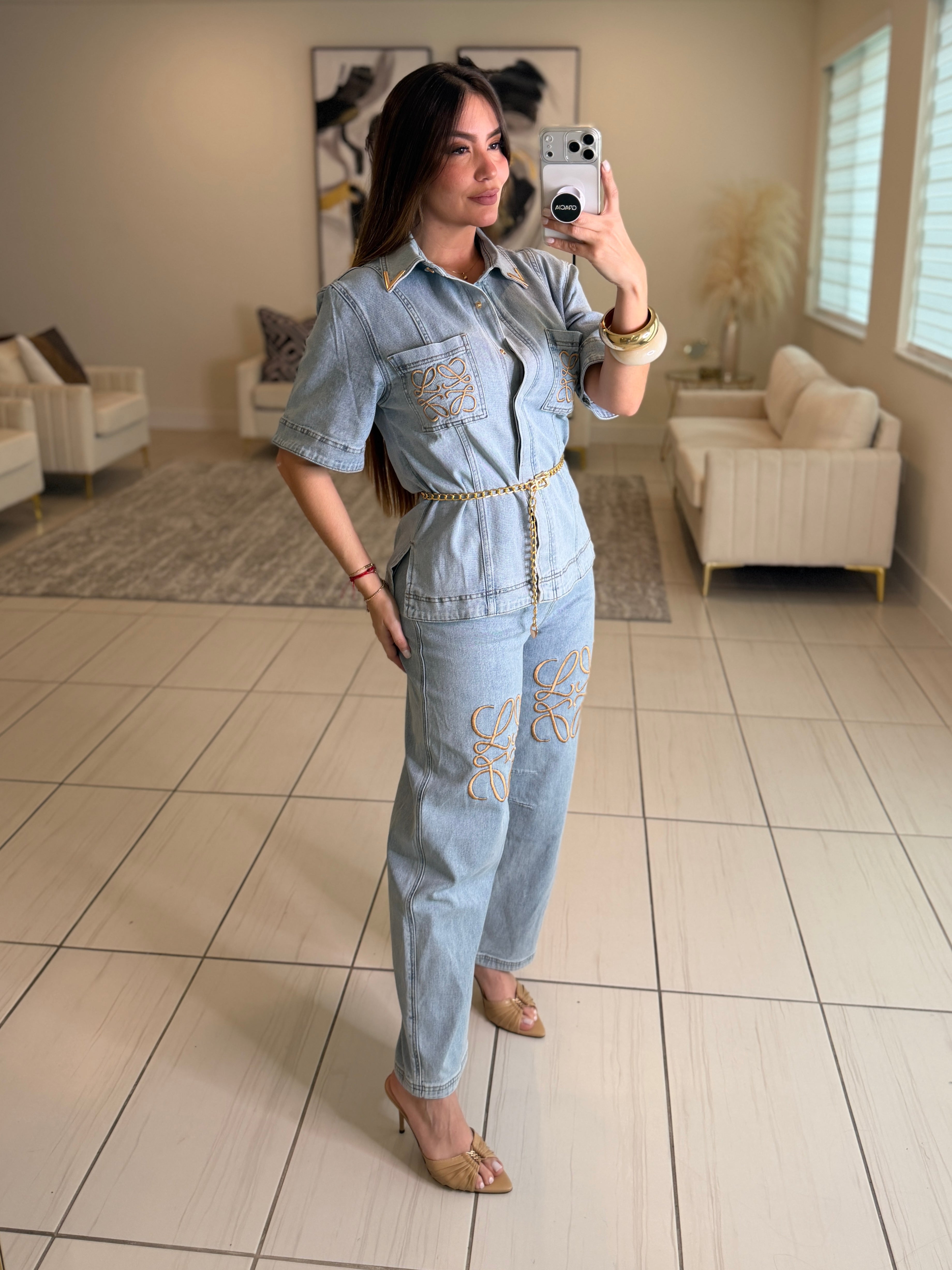 Iconic Light Denim Pant Set