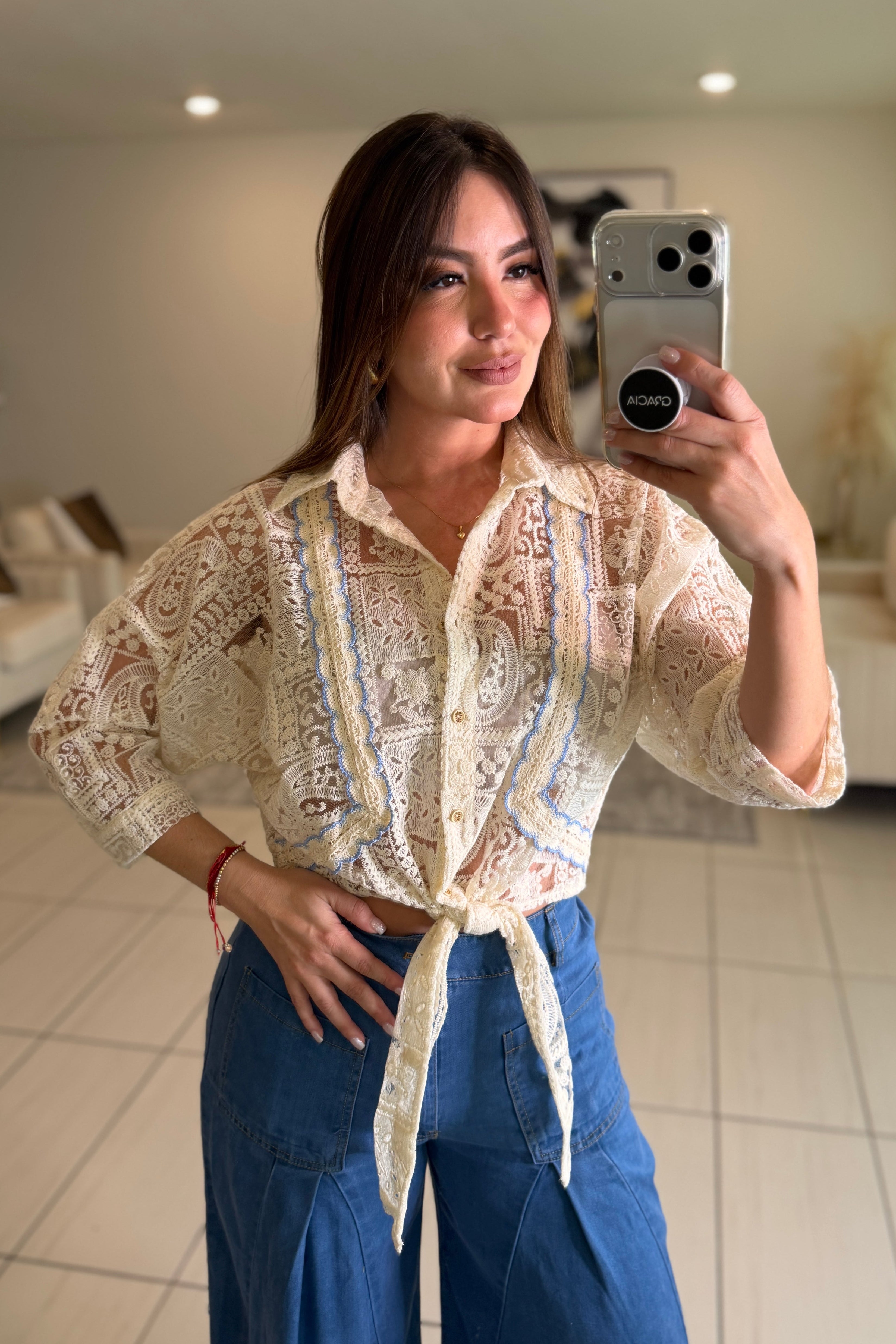 Absolutely Crochet Beige Top