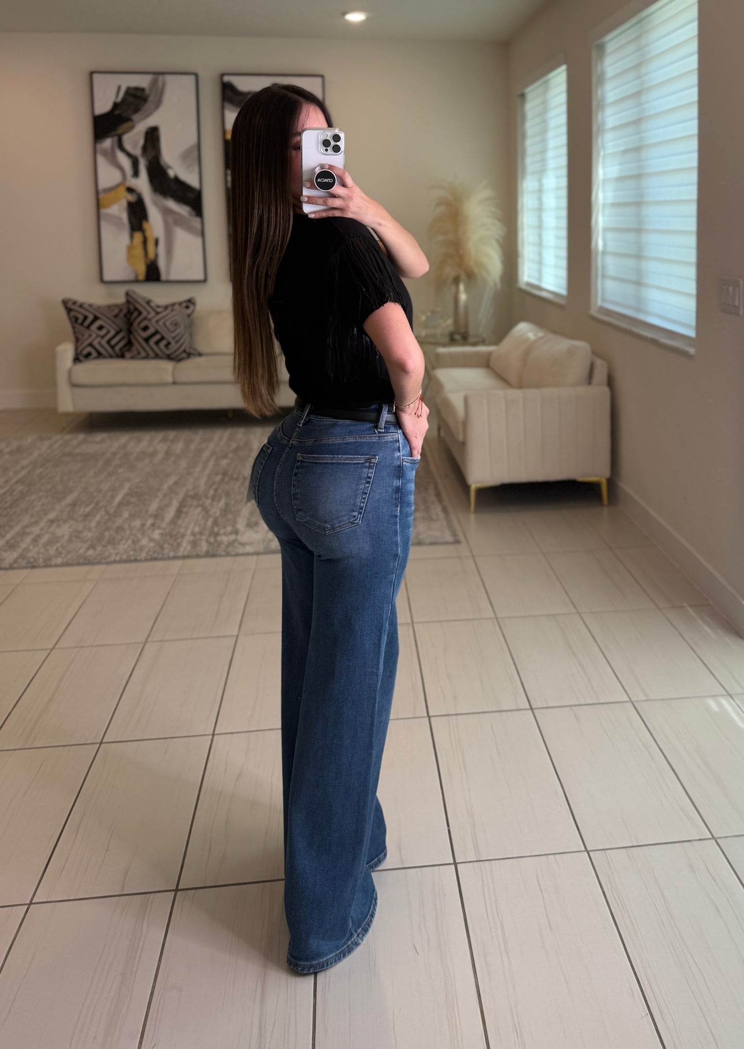 Flashes Black Glitter Denim Pants