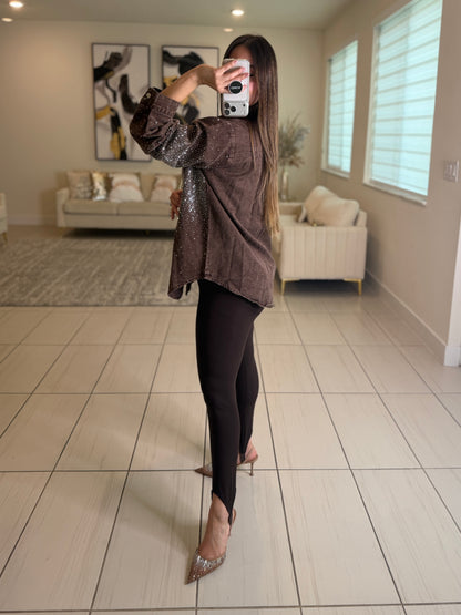 Crystal Rhinestones Brown Jacket