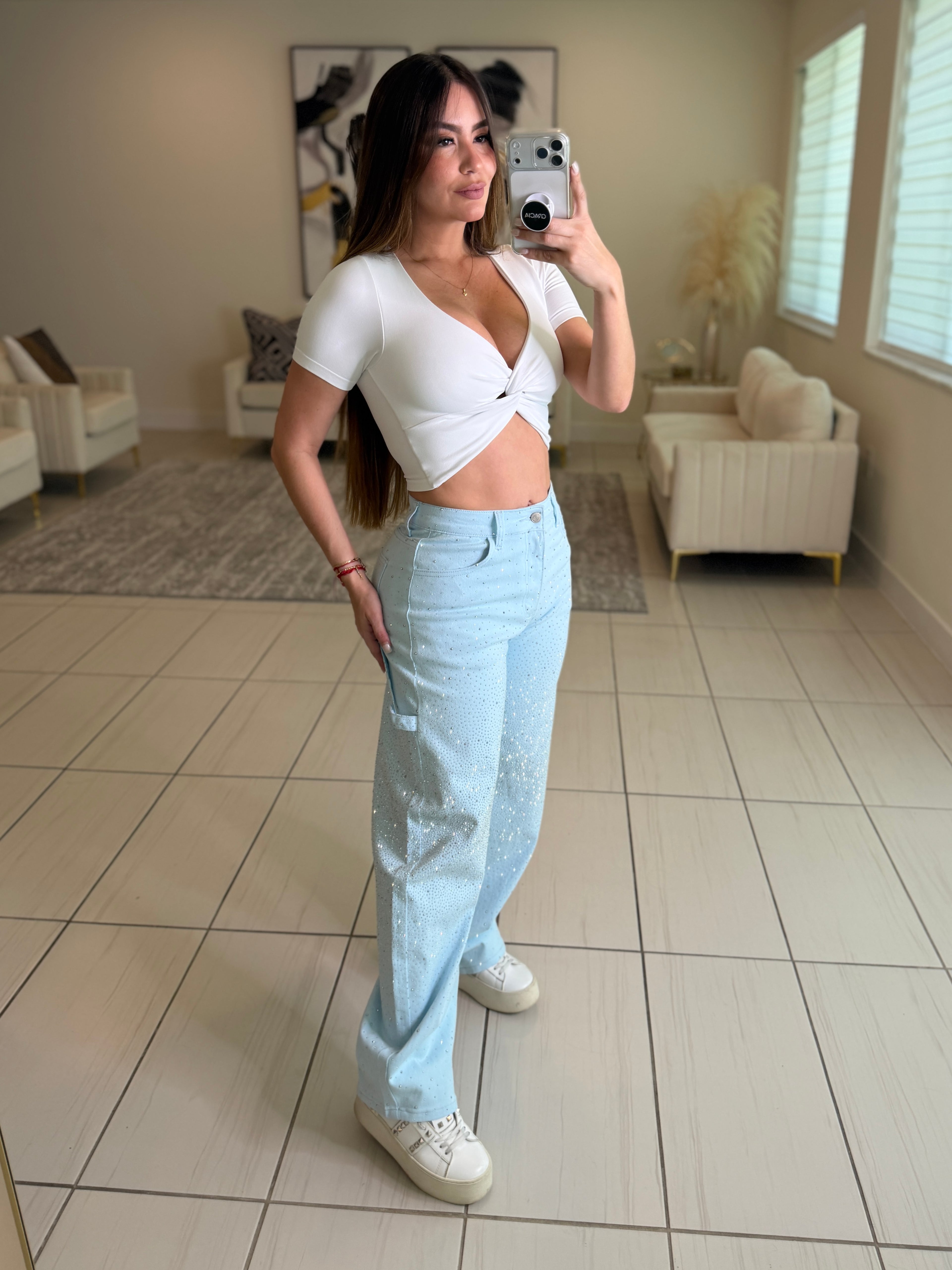 Divine Rhinestones Blue Pants