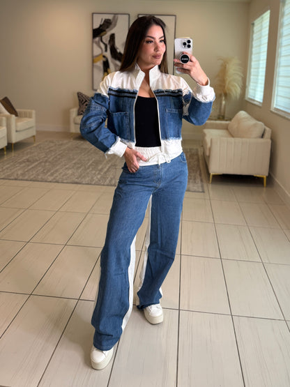 Iconic White and Denim Contrast Set
