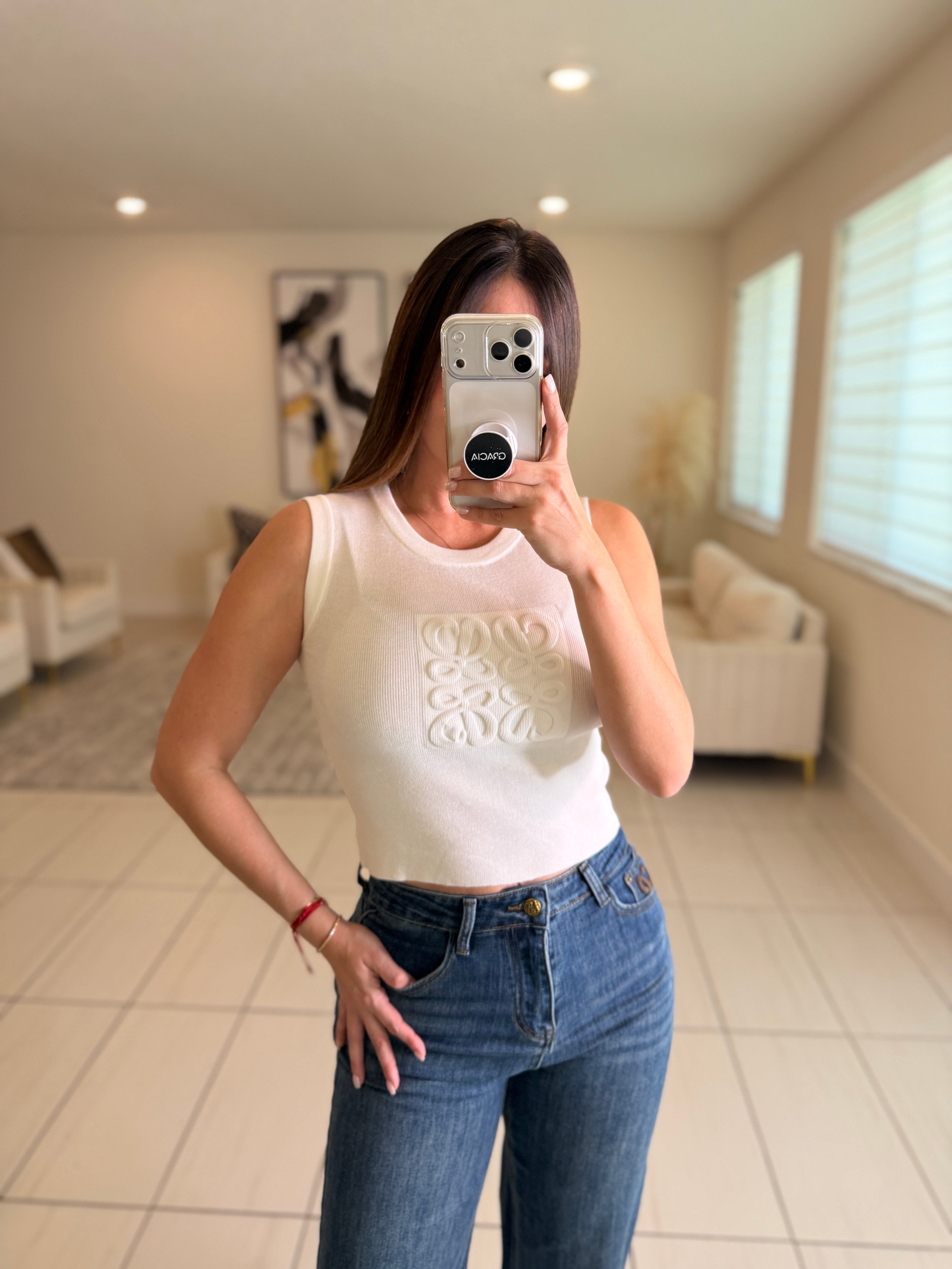 Iconic Knit White Tank Top