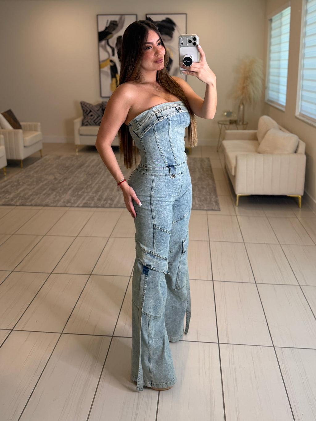 Sculpted Ease Denim Jumpsuit
