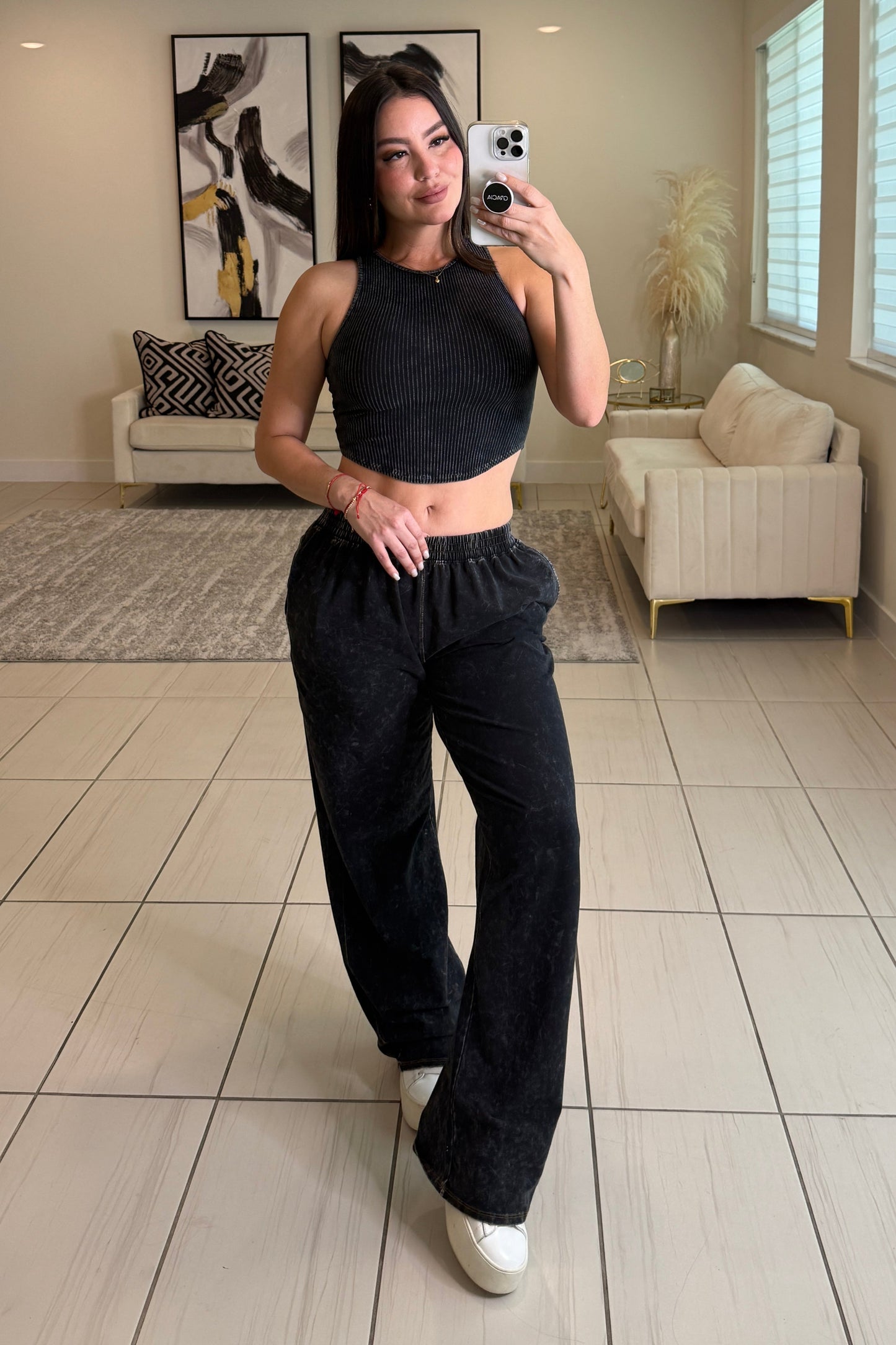 Rustic Reverie Washed Black Pant Set