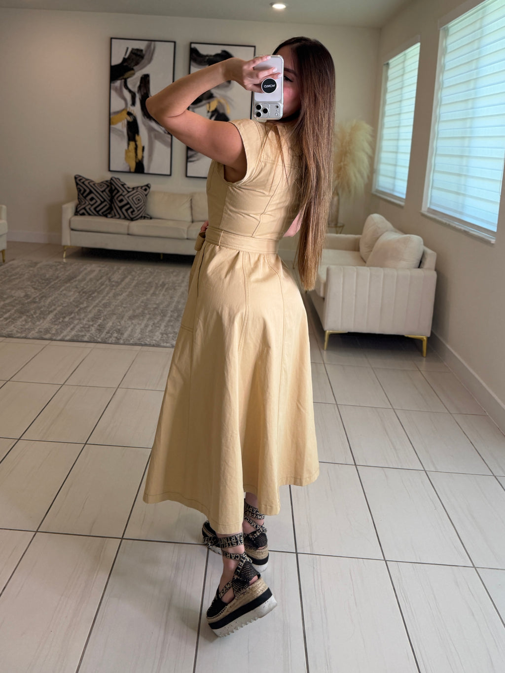 Radiant Khaki Midi Dress