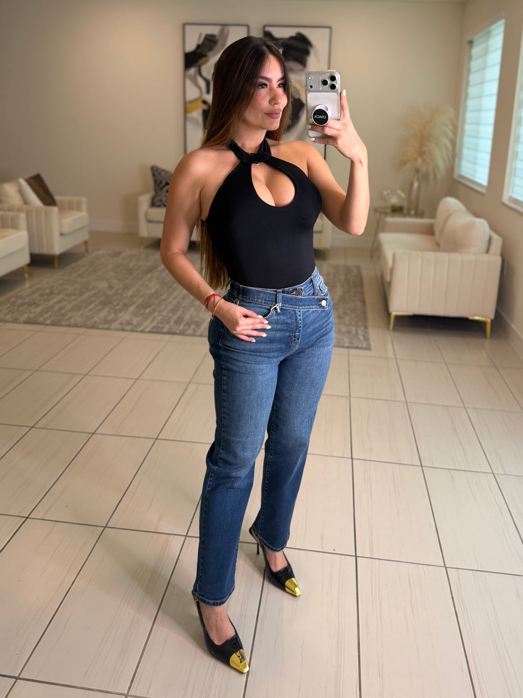 Sculpted Ease Black Bodysuit