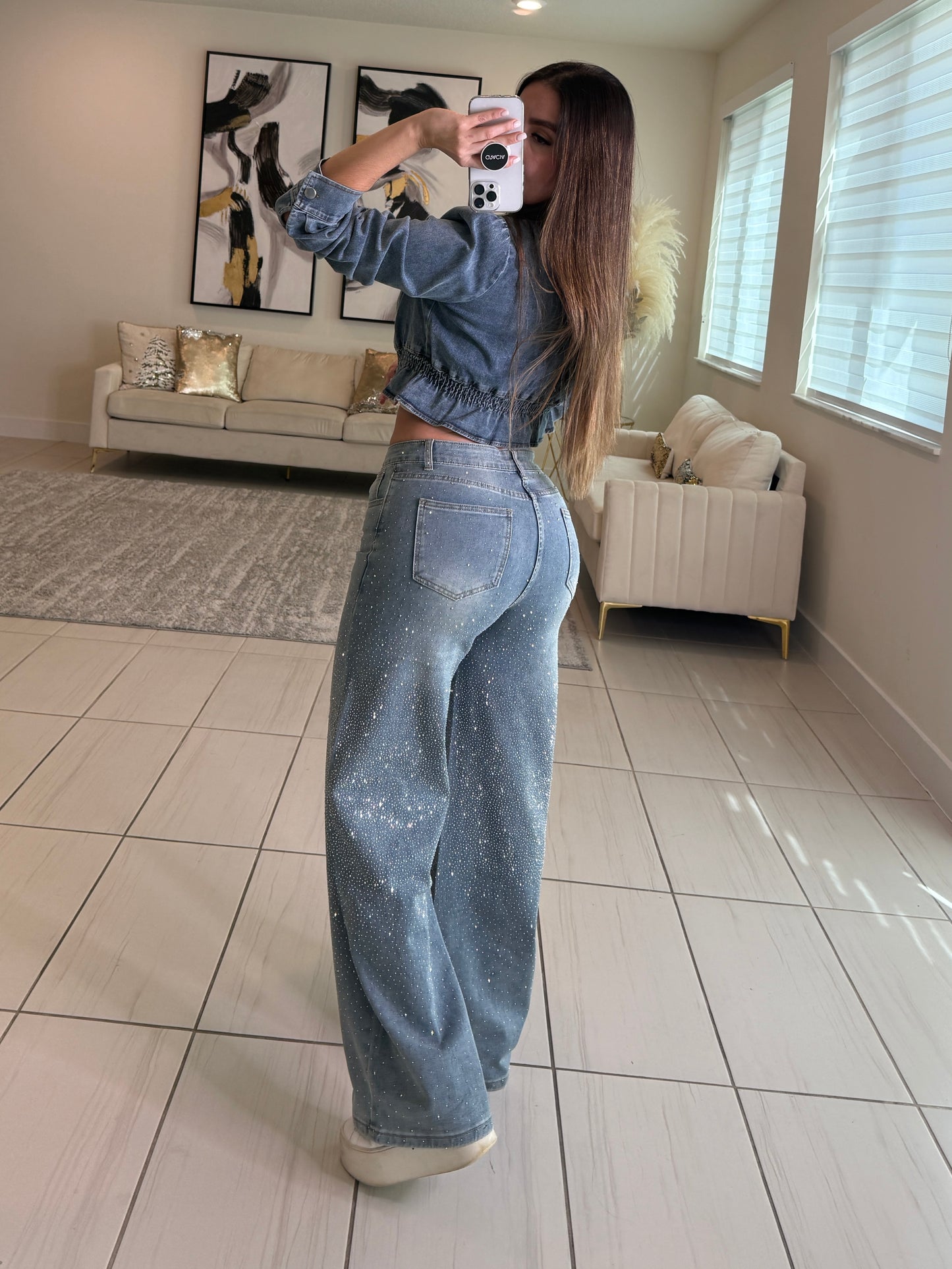 Luxe Horizon Blue Denim Jacket