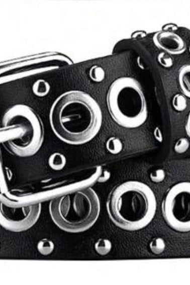 Studs Black Faux Leather Belt