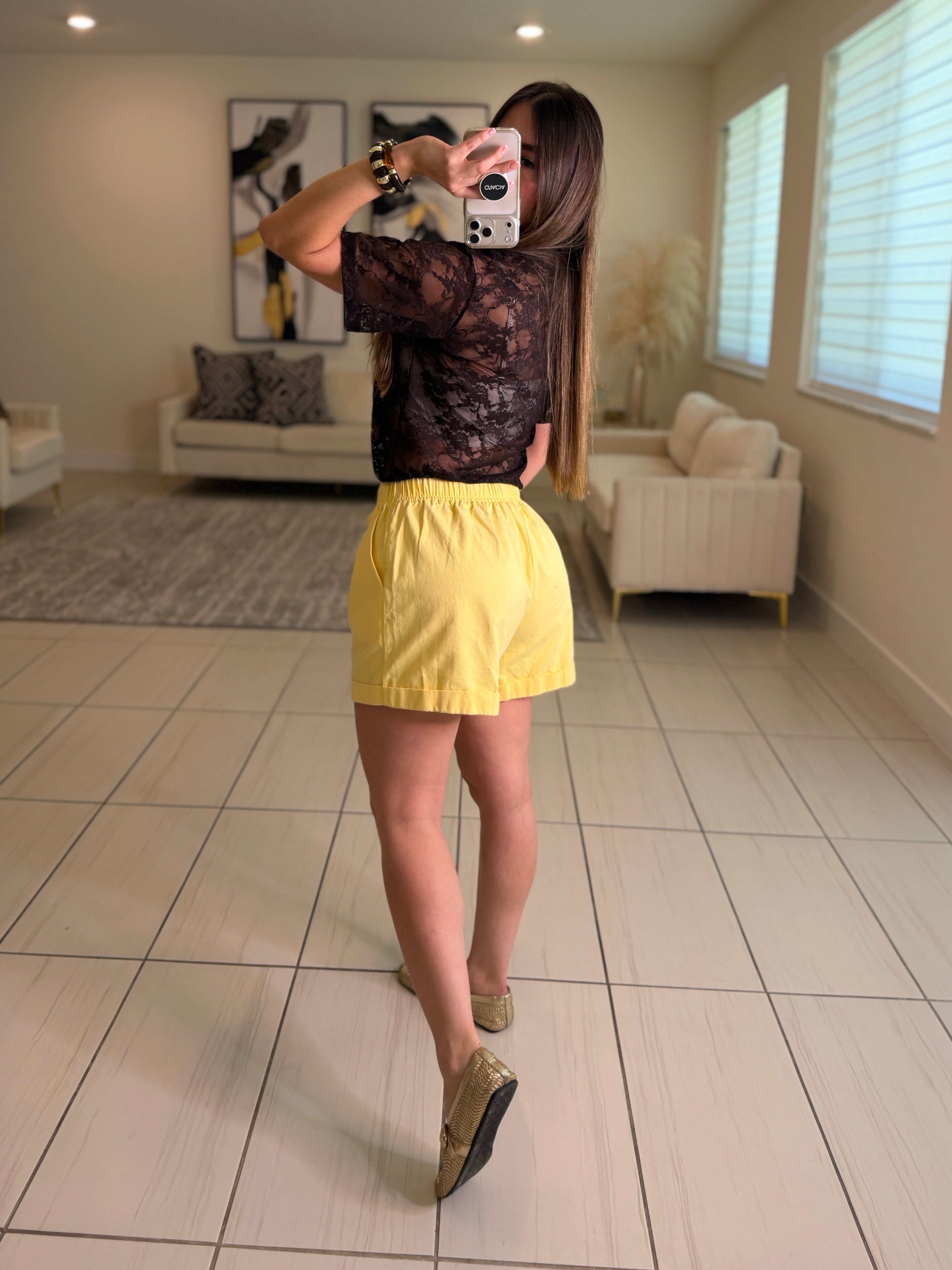 Flare Yellow Denim Short