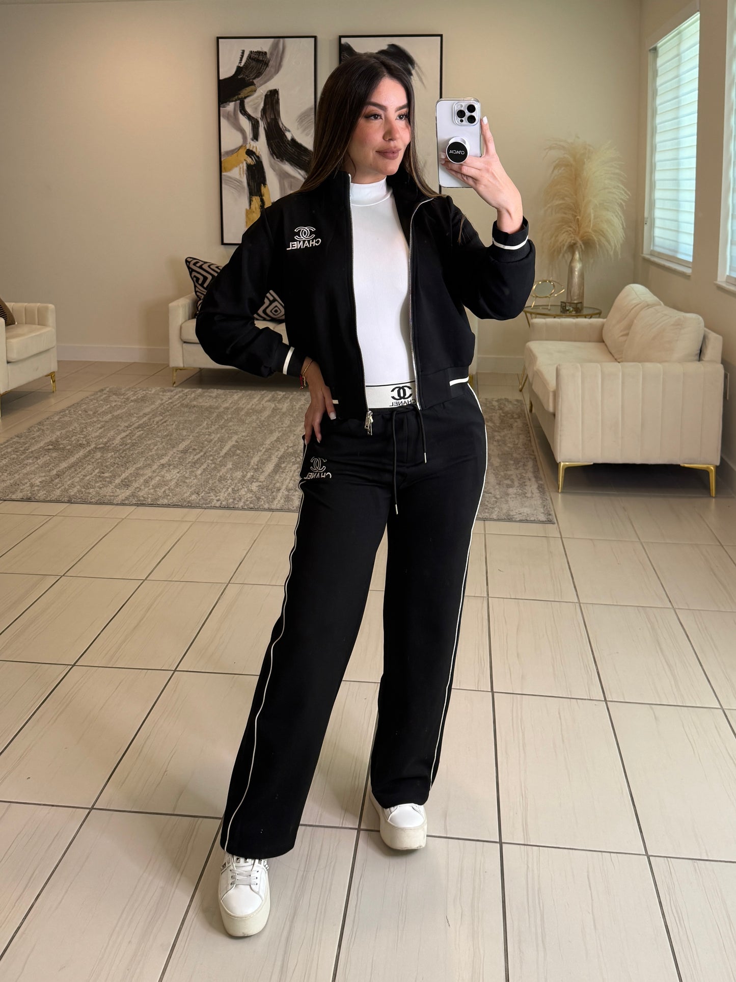 Iconic Structure Black Pants Set