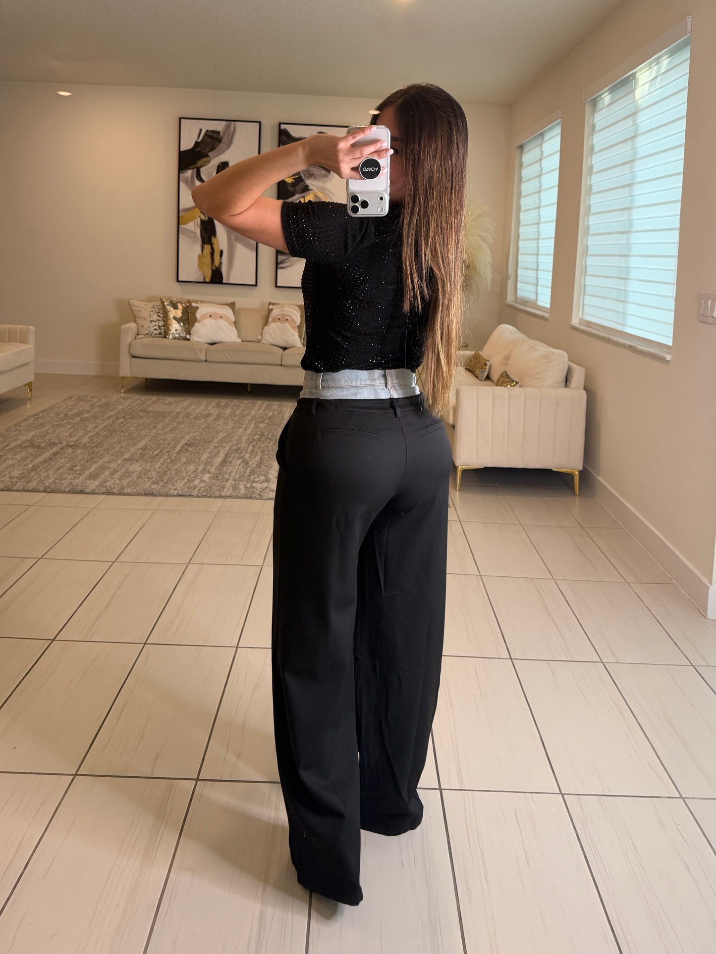 Midnight Rhinestones Black Top