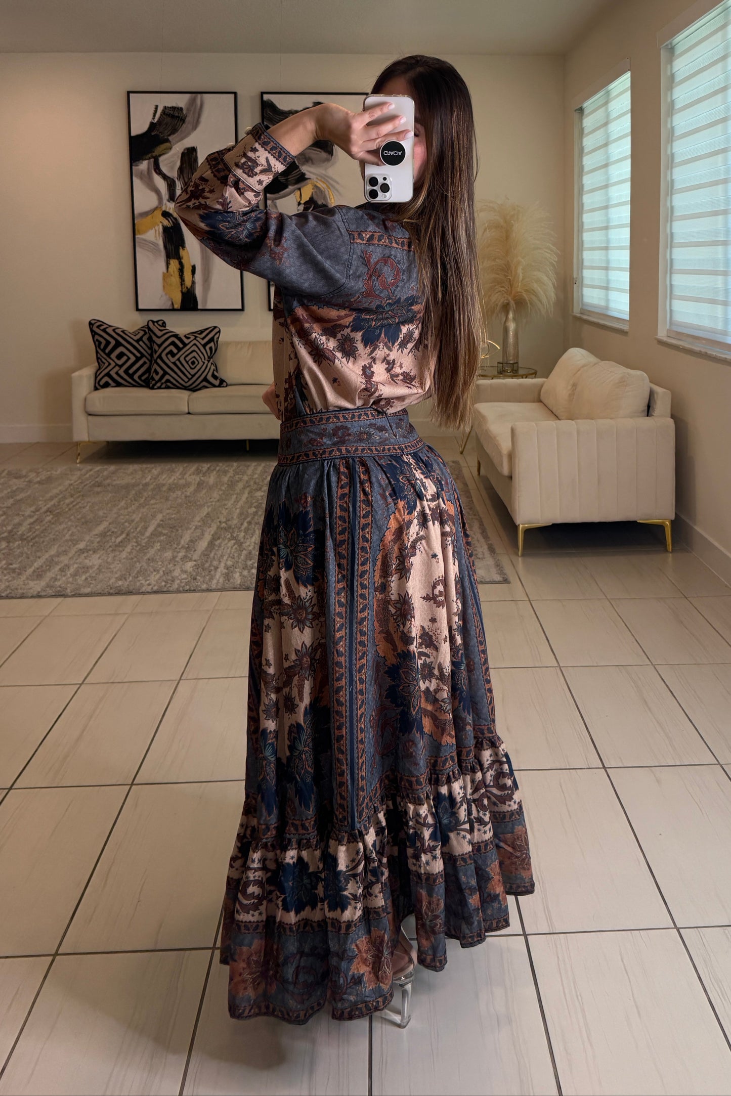 Ascension Tiered Midi Skirt Set