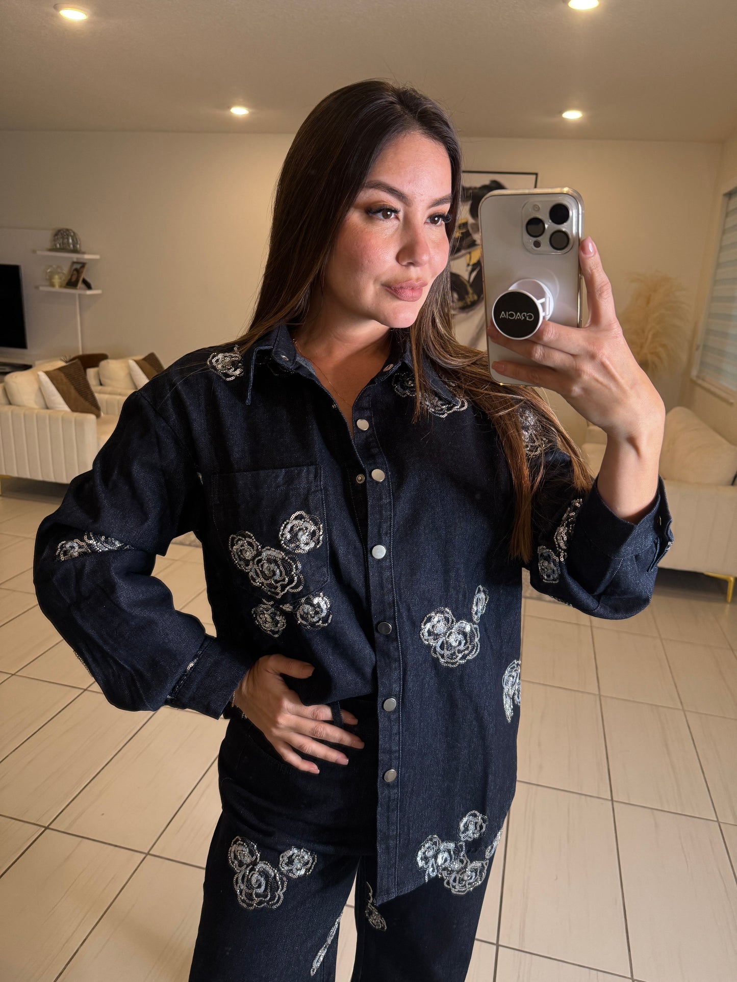Perfect Details Dark Denim Pant Set