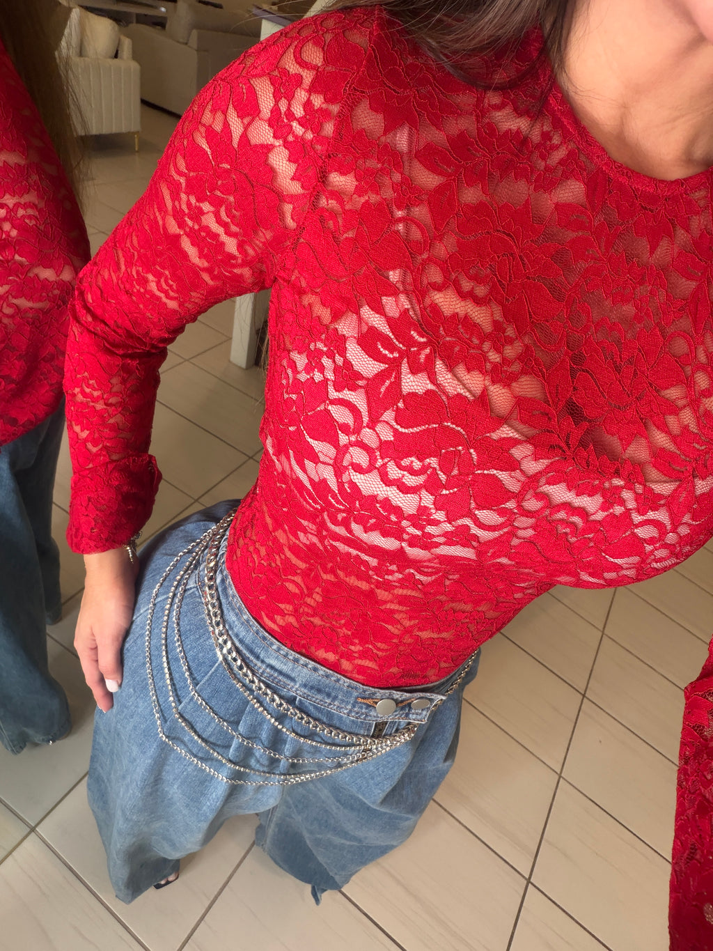 Ritual Allure Lace Red Bodysuit