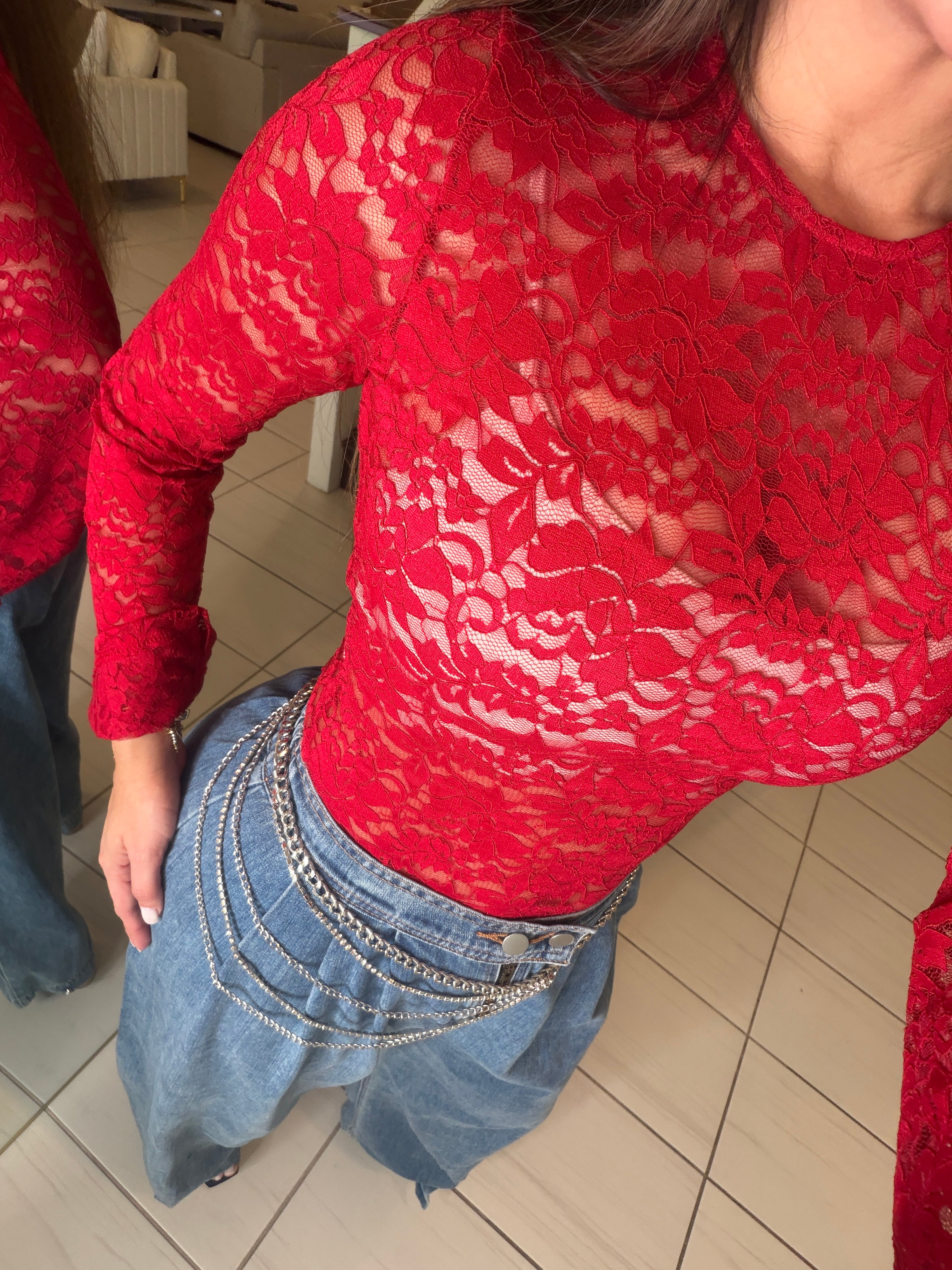 Ritual Allure Lace Red Bodysuit