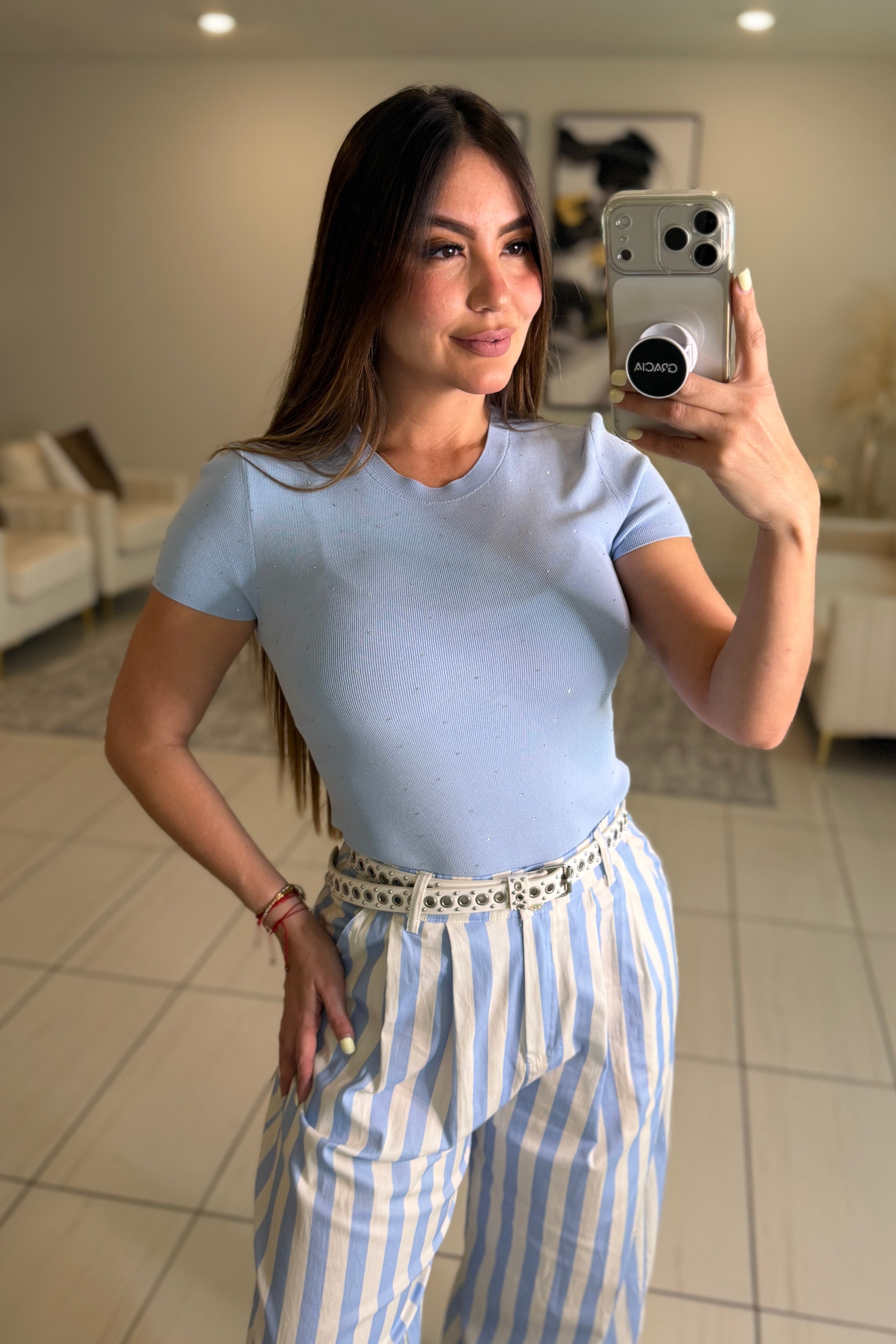 Bright Flashes Knit Blue Top