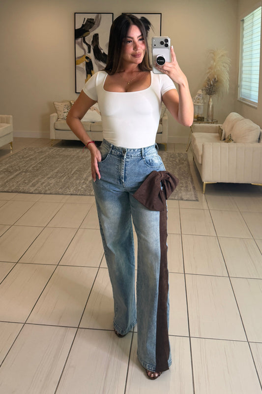 Opulent Bow Blue Denim Pants