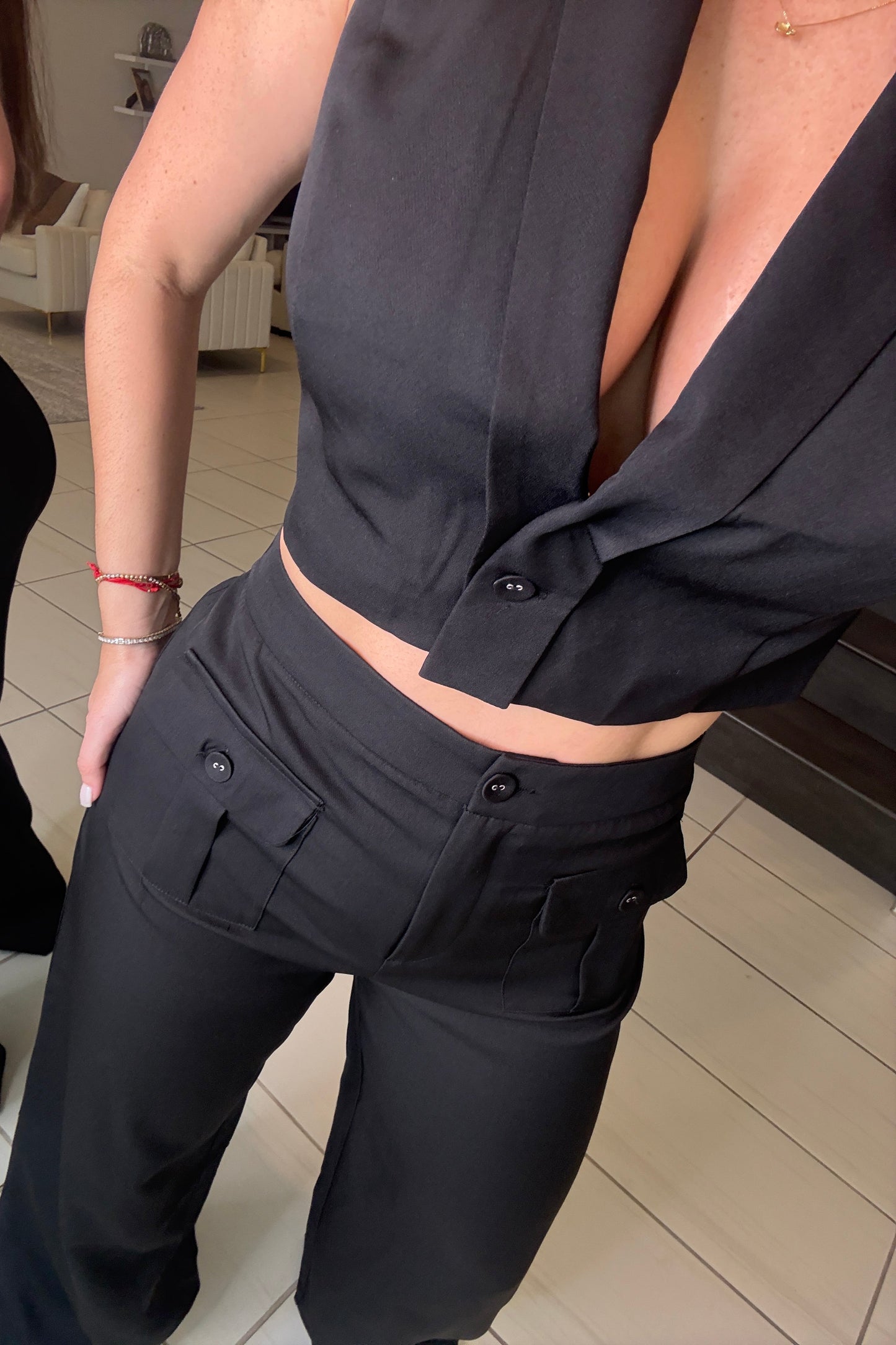 Sharp Agenda Black Pant Set