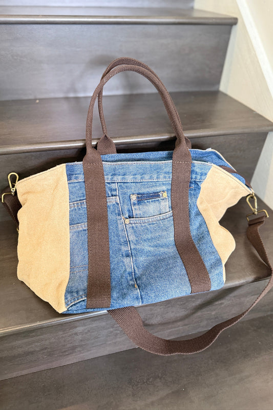 The Luxe Beige Denim Handbag