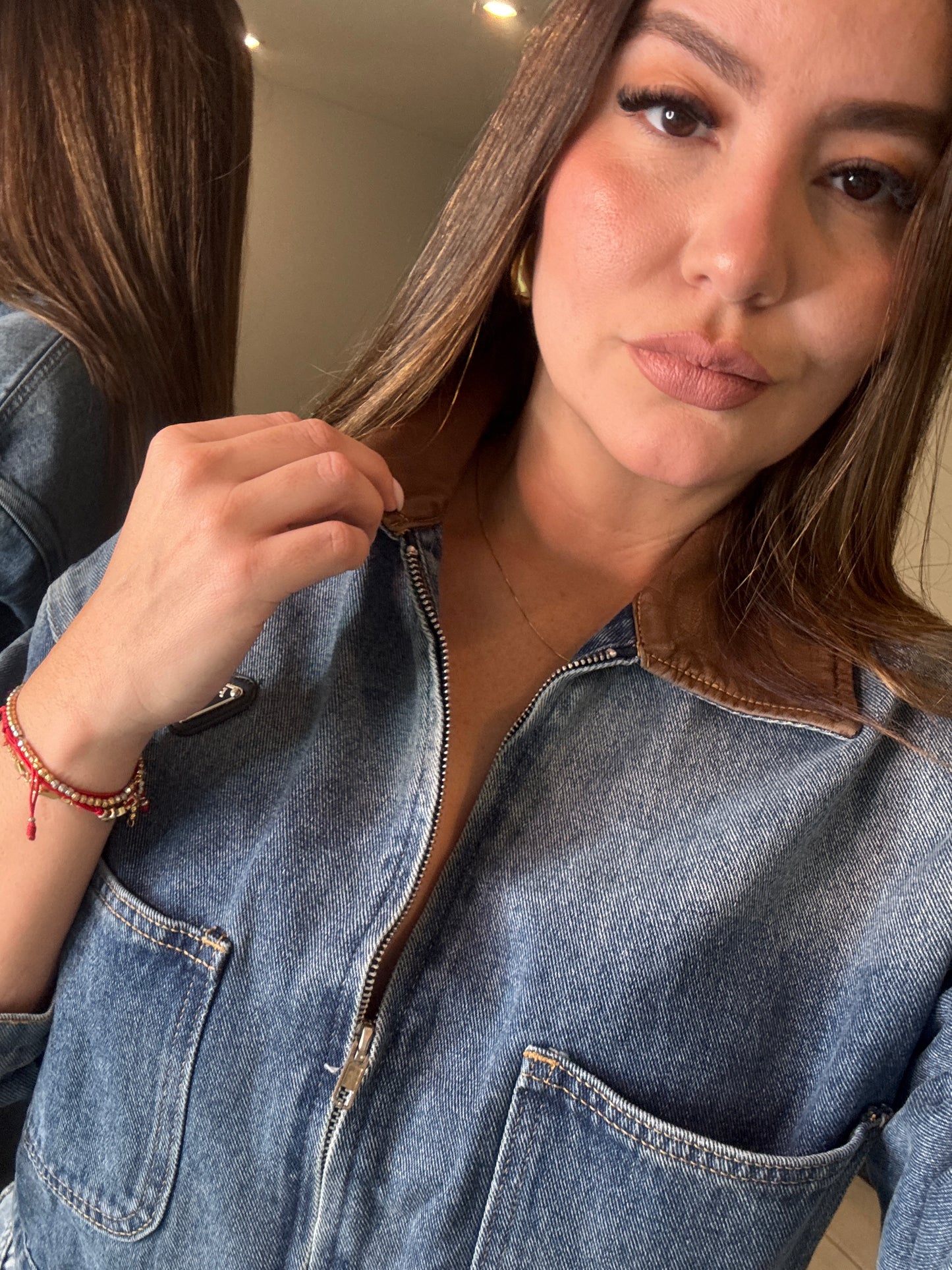 Iconic Brown Contrast Denim Jacket