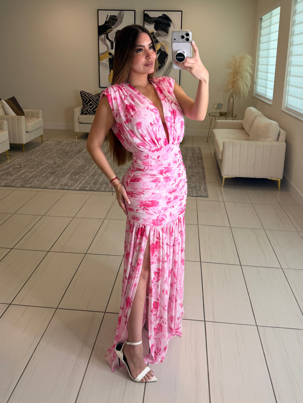 Poetic Floral Pink Maxi Dress