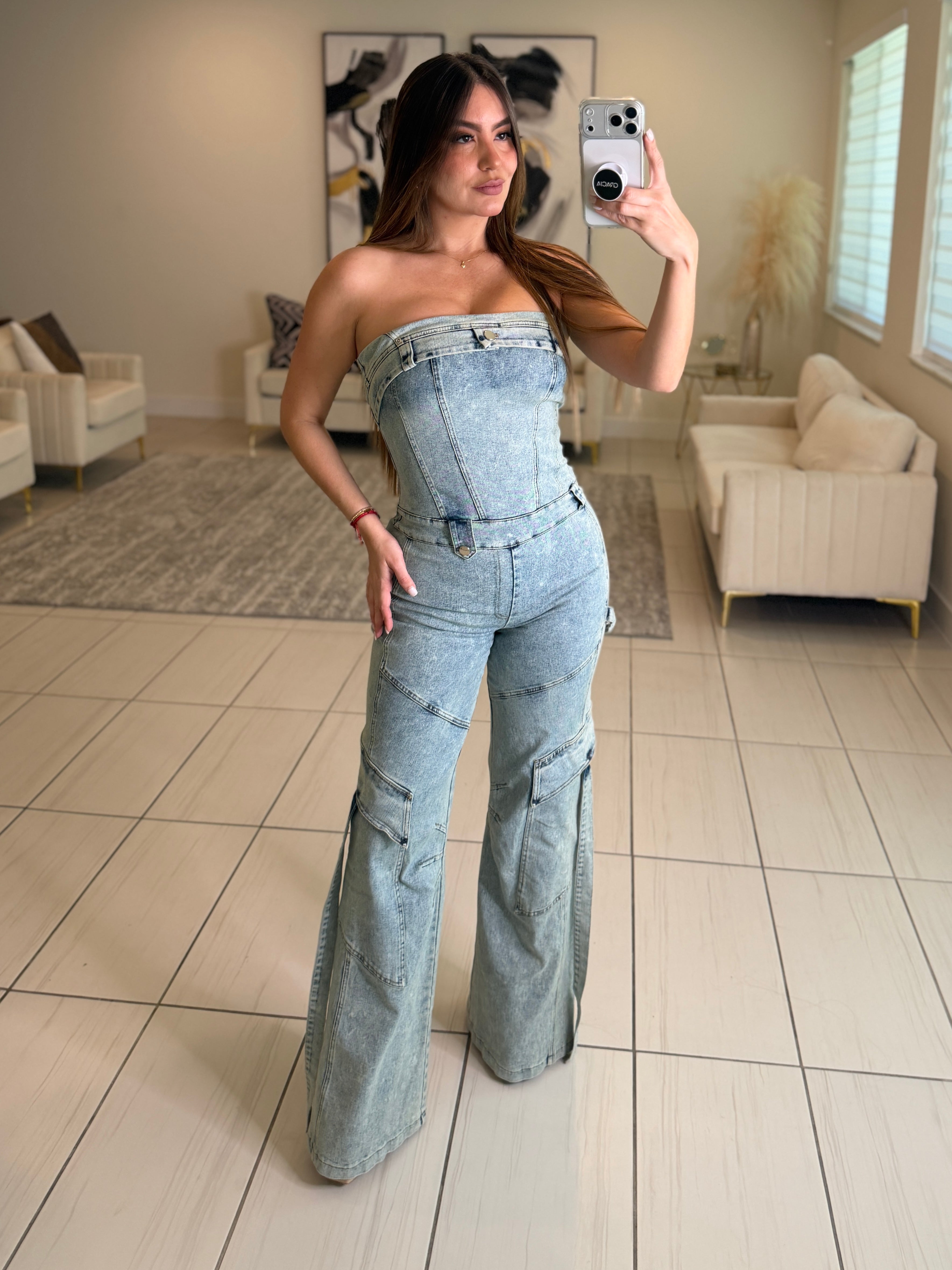 Sculpted Ease Denim Jumpsuit