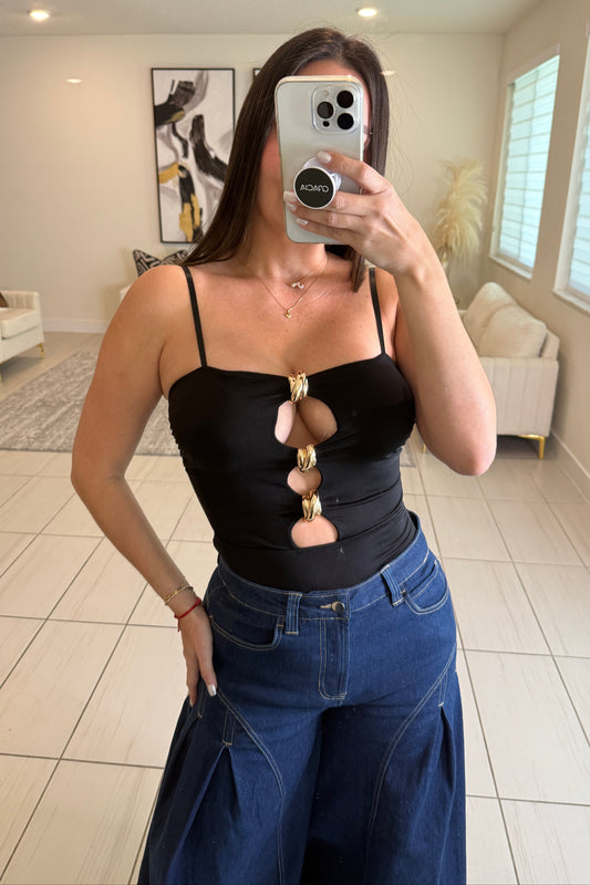 Sculpted Ease Black Bodysuit