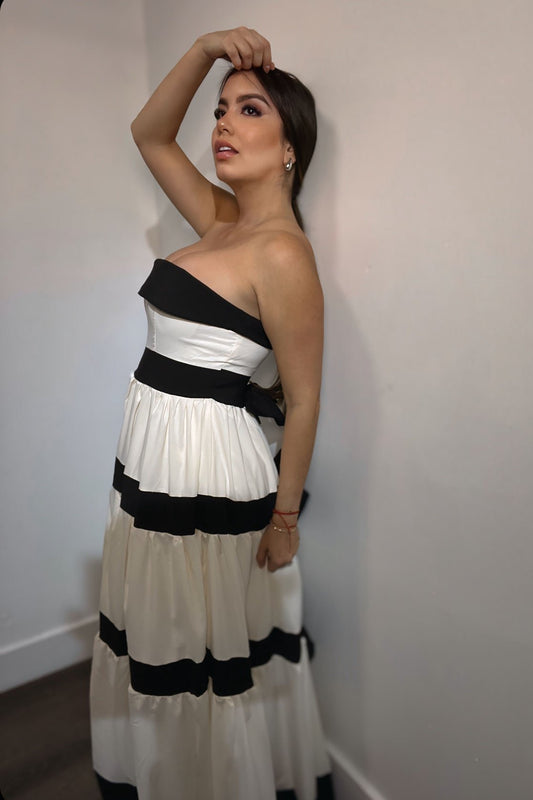 Glamour White&Black Maxi Dress