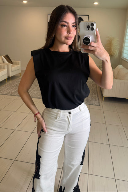 Amazing Shoulder Pads Black Top