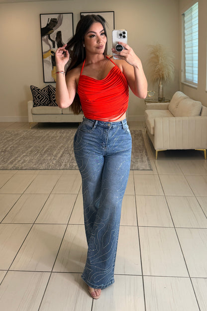 Brightness Lines Denim Pants