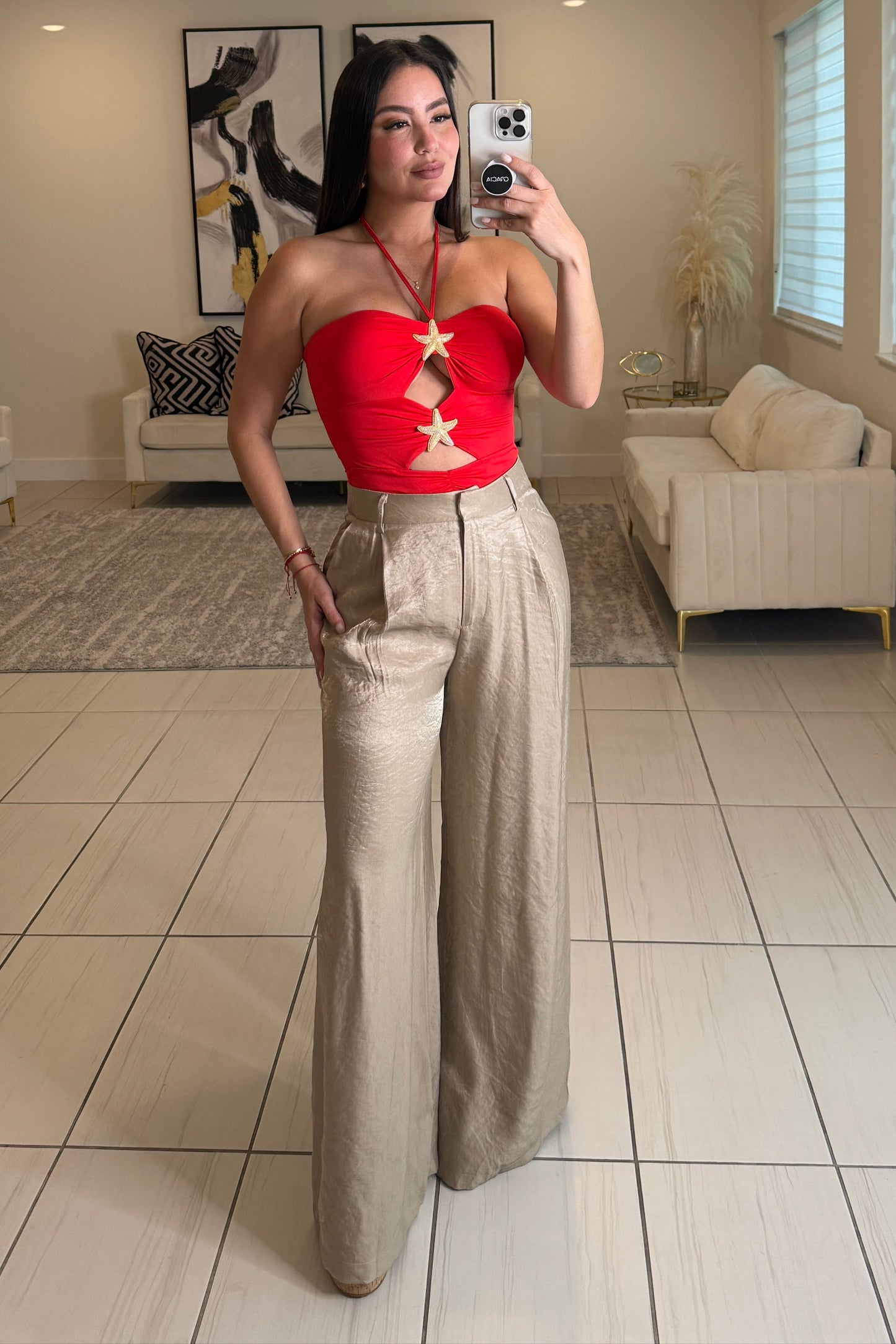 Gold Star Red Bodysuit