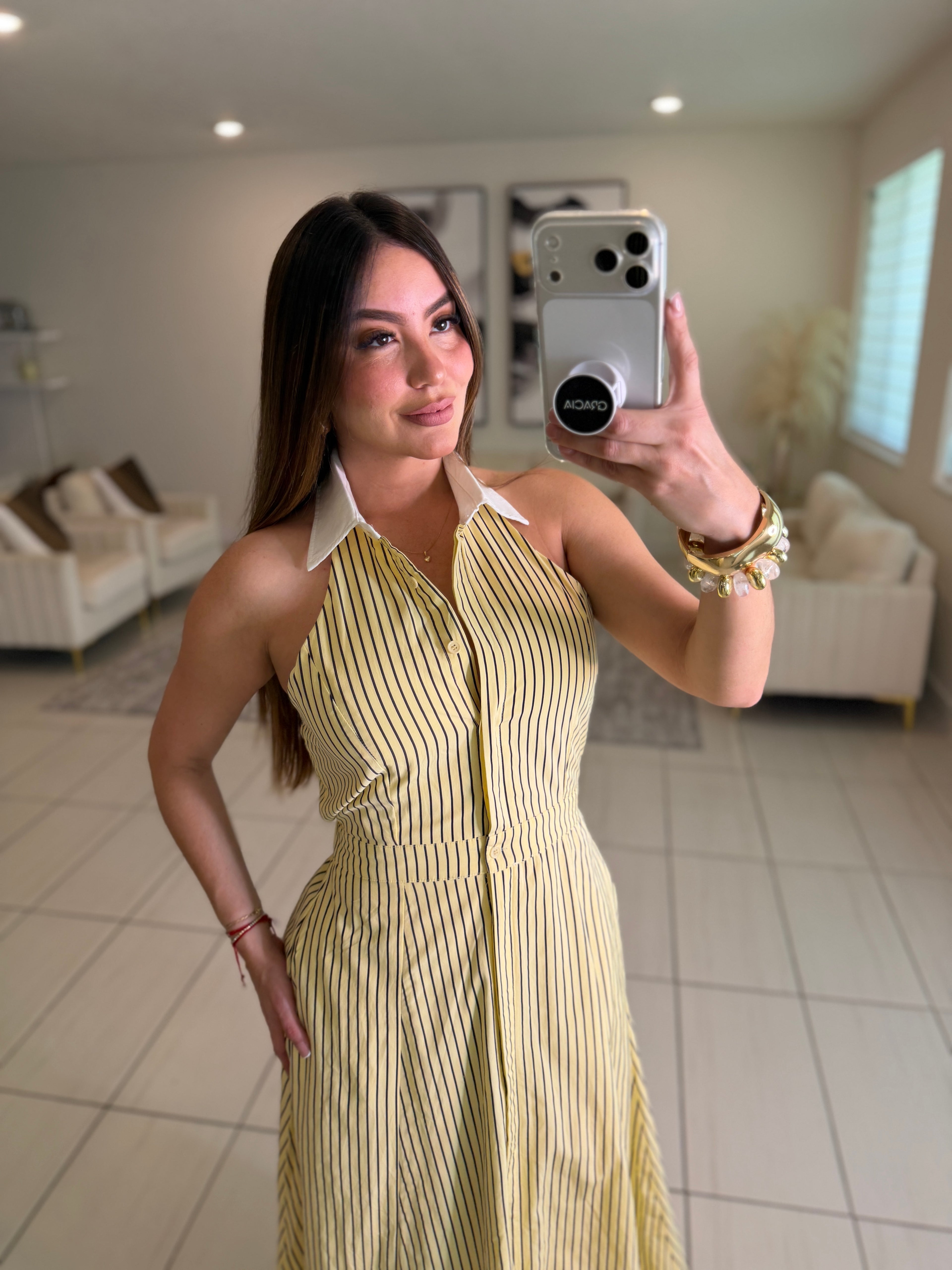 Desire Stripes Yellow Dress