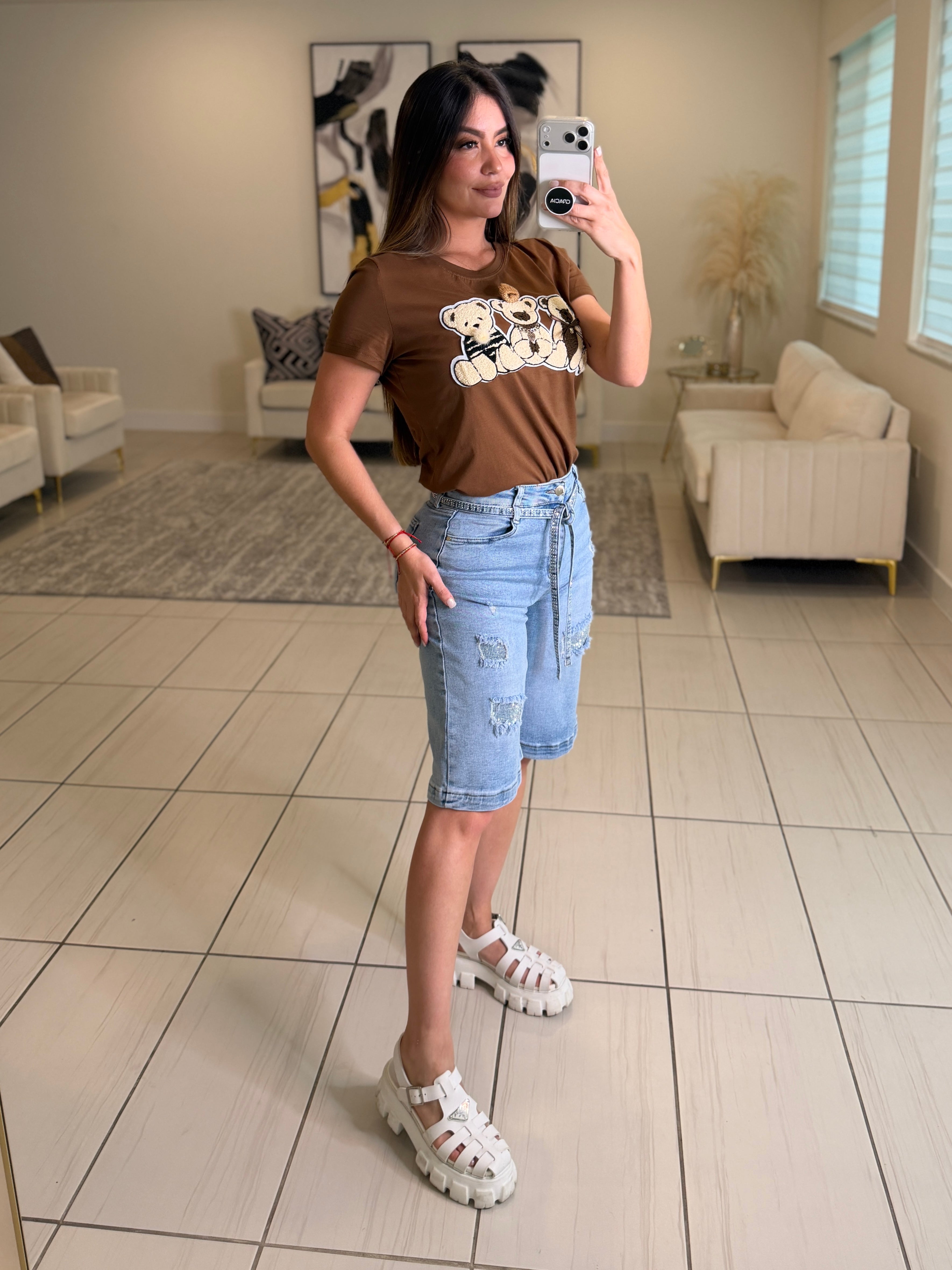 Crystal Blue Denim Shorts