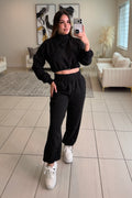 Midnight Rhinestone Black Pants Set