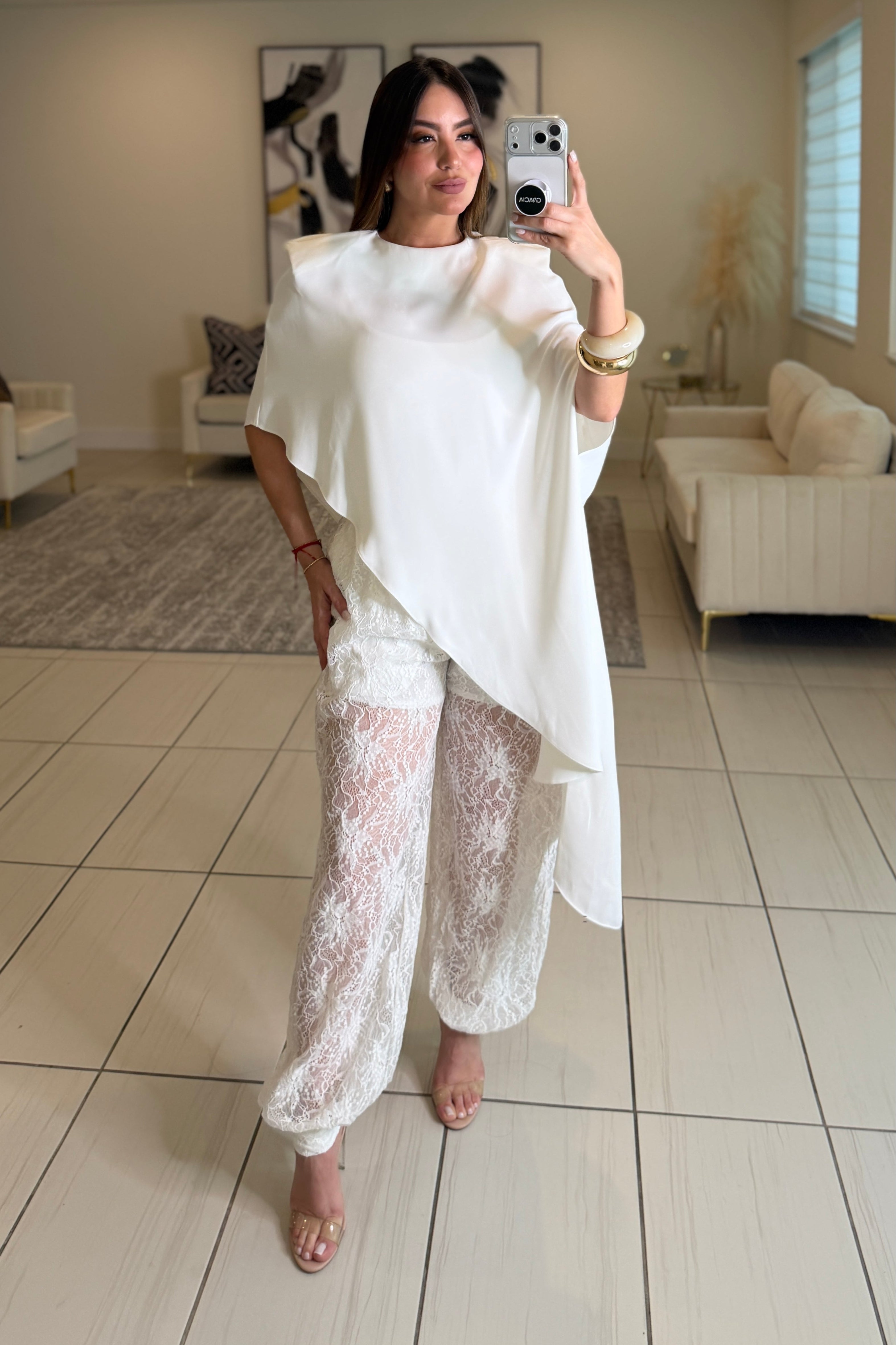 Bella Asymmetric White Top