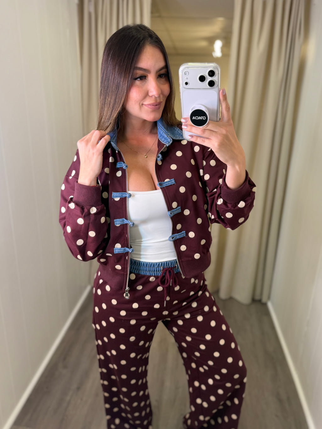 Oriental Polka Burgundy Pant Set
