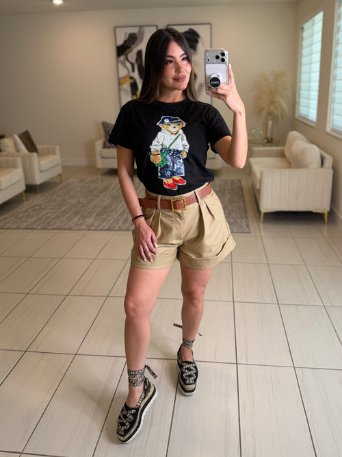 Cuttest Charming Bear Black Tshirt Top