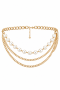 White Pearls Maxi Chain Belt