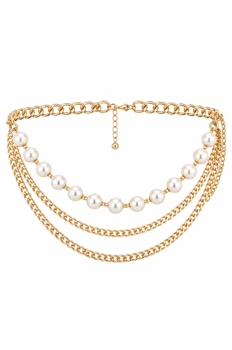 White Pearls Maxi Chain Belt
